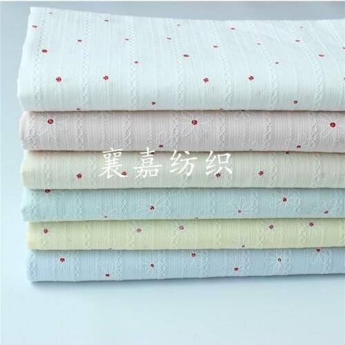 140x50cm White Flower Strip Jacquard Cotton Sewing Thin Fabric for Dress, Making Childrens Clothing Cloth