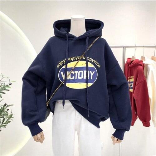 Oversized Hoodie Thickening Autumn Winter Women Sweetshirts Kpop Vintage Clothes Pullovers Jacket Top Sudadera Mujer Moleton