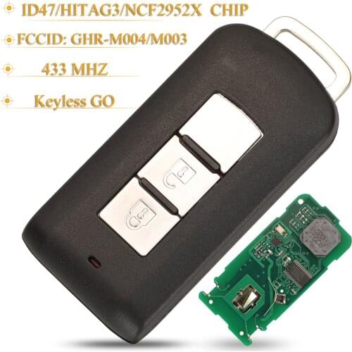 Kuttery 2 Buttons Keyless Go Smart Remote Car Key Fob 433Mhz ID47 HITAG3 NCF2952X For Mitsubishi Montero L200 Pajero Sport