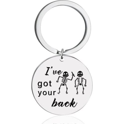 Inspirational Logo Keychain I 've Got Your Back Stainless Steel Keychain Round Brand Pendant Diy Keychain Accessories