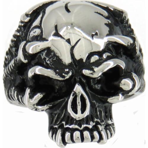Fanssteel Stainless Steel Jewelry CLAW HOLD THE HEAD SKULL BIKER RING FSR11W22
