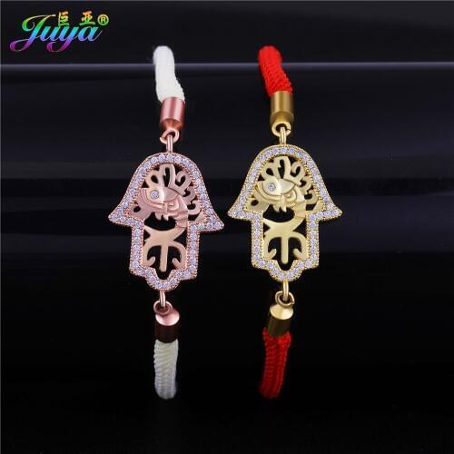 Handmade Rope Bracelet Micro Pave Zircon Gold//Rose Gold Hamsa Hand Of Fatima Lucky Pattern Charm Bracelets For Women Men