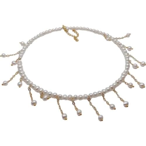 Y·YING Natural Freshwater Cultured White Pearl Choker Necklace 17"