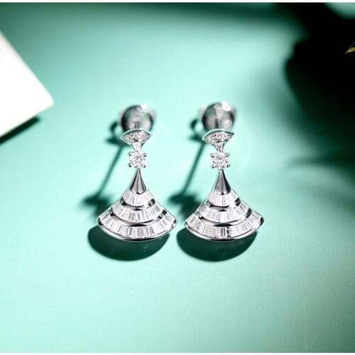Modyle Trendy Hollow Geometry Sector Zircon Earring Hyperbole Dangle Earrings For Women Girls Jewelry