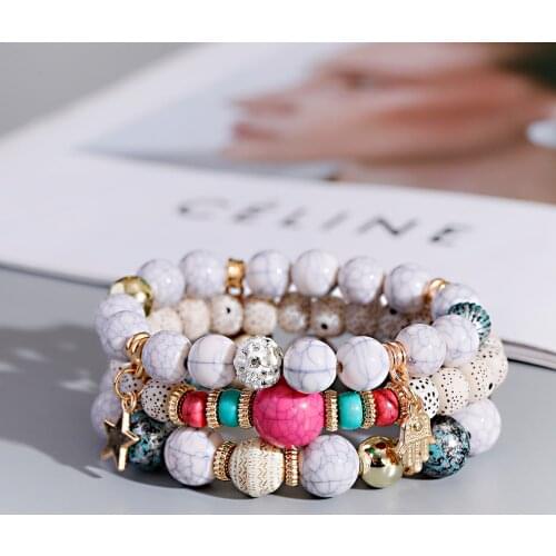 Women’s Bracelets&Bangles Fatima Hamsa Hand Jewelry Charm Bracelets For Girl Woman Pulseras Beaded Heart Tassel Fashionable Gift