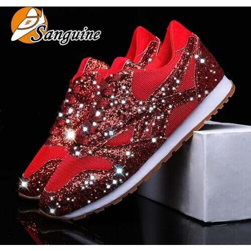 Women Sneakers 2021 New Sponge Cake Sequins Breathable Rhinestone Fashion Womens Sports Casual Shoes Ladies