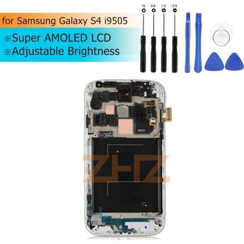 For Samsung Galaxy S4 i9505 LCD Display Touch Screen Digitizer Assembly with Frame Bezel LCDs Display Replacement Repair Parts