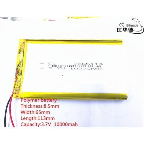 100% brand new Liter energy battery 8565113 DIY Real 10000mAh Li-ion 3.7V Rechargeable Battery Lithium Polymer