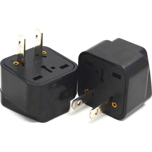 2PCS Universal CE Copper Kr AU EU AUS UK to US travel adapter plug 2Pins american electrical ac convert power plug adapter 10A