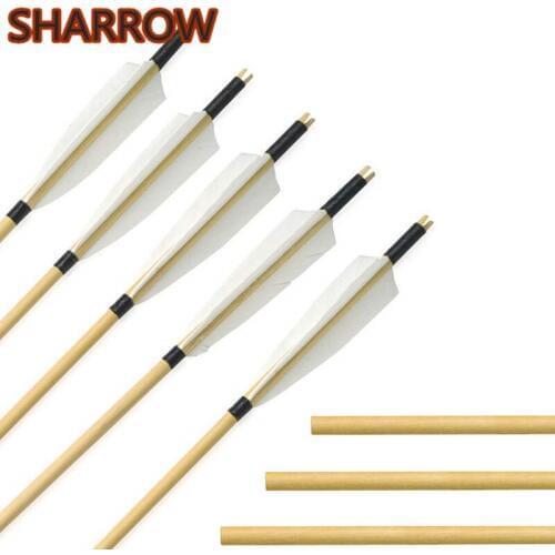 6/12Pcs 31" Archery Handmade Wooden Arrows 5" Turkey Feather Wood Arrows DIY For Outdoor Shooting Hunting Practice Accessories