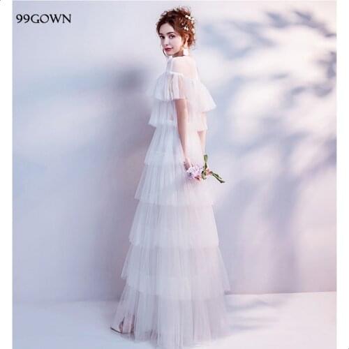 99GOWN Tulle Wedding Dress 2019 Simple Wedding Gown Elegant Ruffled Women Long Wedding Dresses Bridal Dress