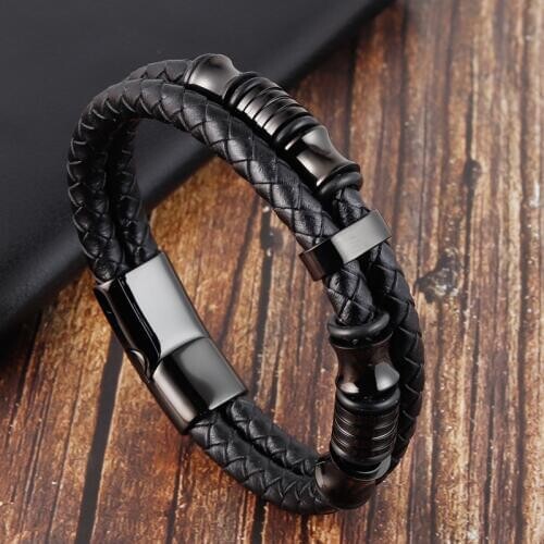 Accessories Bracelet Mens Fashion Gift Black Genuine Leather Bracelets DIY Combination Wild Handsome Gift
