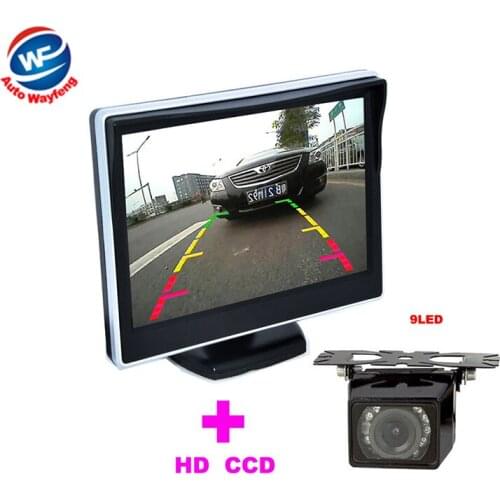 9LED Car Rearview Camera+5" TFT LCD Monitor For Reversing Backup ccd CCD 170 Lens Angle Rear view Auto Parking Camera