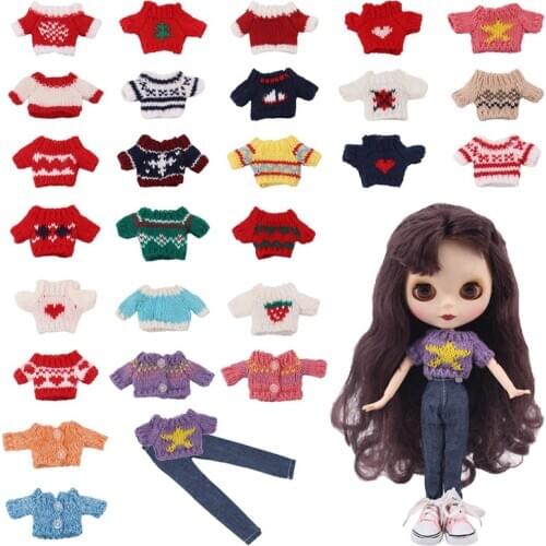 FreeShiping 2/Set Doll Clothes Sweater+Jeans Blythe Doll Clothes Toy Dress&1/6 BJD 30 Cm Blythe Doll For Our Generation Toy Gift