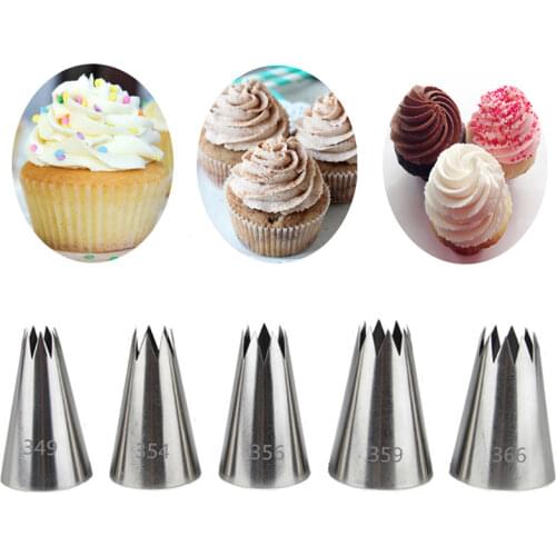 5 PCS Large Nozzles Icing Piping Set Cake Tools Pastry Tips For Cream Decoration Fondant Bakeware