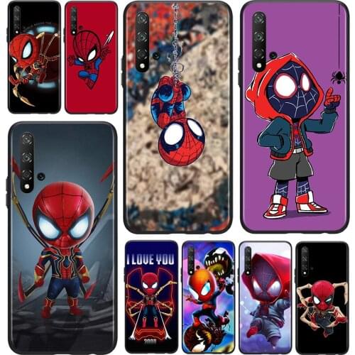Marvel Cute Spiderman For Huawei Honor 10 20 30 10i 20i 30i 10X V20 V30 20S 30S 30i X10 Pro Plus Lite Black Phone Case