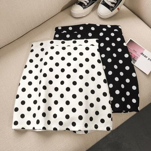 Dots Black A-line Skirt Ladies Casual 2021 High Street Mini Skirts Womens Sexy Summer Korean Style Short Skirt