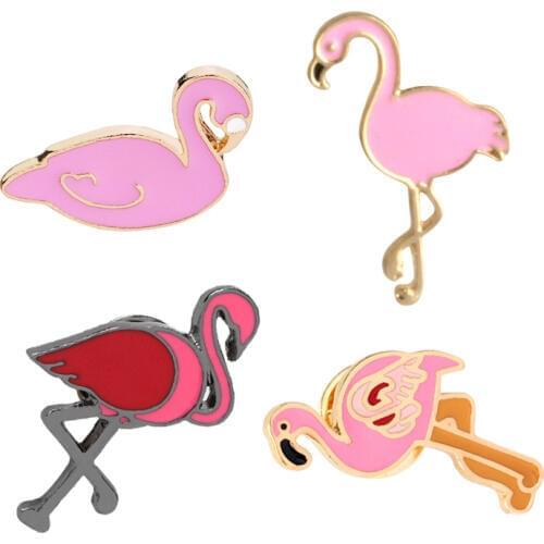 Cartoon Animal Enamel Pins Flamingo Ostrich Bird Brooches For Women Accessories Bag Clothes Lapel Pin Badges Jewelry Kids Gifts