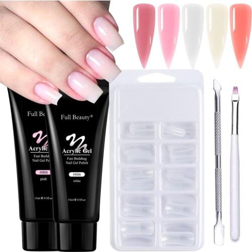 4pcs/set 15ml Quick Building Gel For Nail Extension White Clear Pink Acrylic Jelly UV Gel Nail Art Manicure Tools Sets NF1792-2