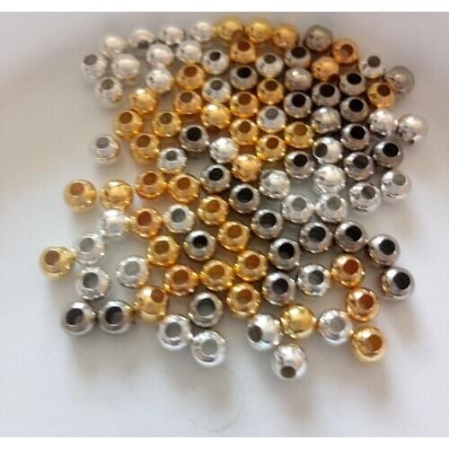 Hot 50pcs 4mm/6mm/8mm Large Hole Beads Hollow Glossy Beads Round Diy Bracelets Necklace Jewelry Finding