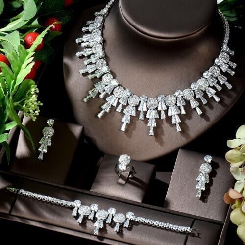 HIBRIDE High Quality AAA Cubic Zirconia Big Jewelry Sets for Women Bridal Party Accessories juego de joyas para mujer N-197