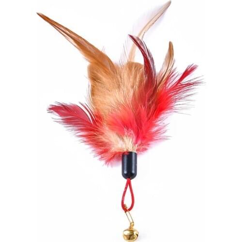 Cat Teaser Replacement Kitten Play Toy Fether Wand Fake Feather Cat Training Toy Cat Play Toy