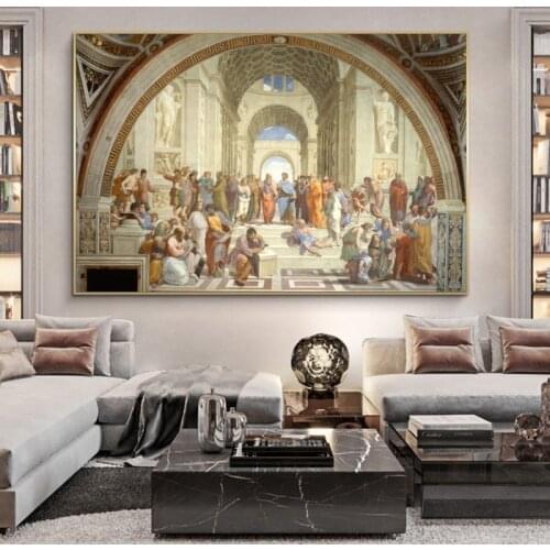School of Athens By Raphael Famous Reproduction Oil Painting on Canvas Posters and Prints Wall Art Pictures for Home Decoration