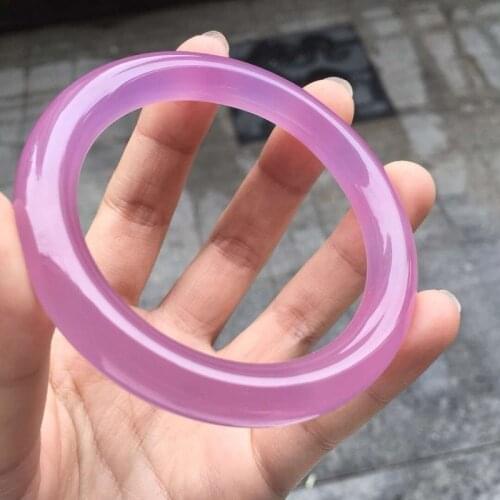 Chinese Natural Pink Jade Chalcedony Hand-carved Jade Bracelet Women Fashion Jewelry Violet Agate Round Jewelry Gifts