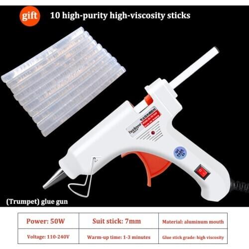 Hot melt glue gun handmade universal household hot melt glue strip glue gun electric heating electric 50W plus glue stick