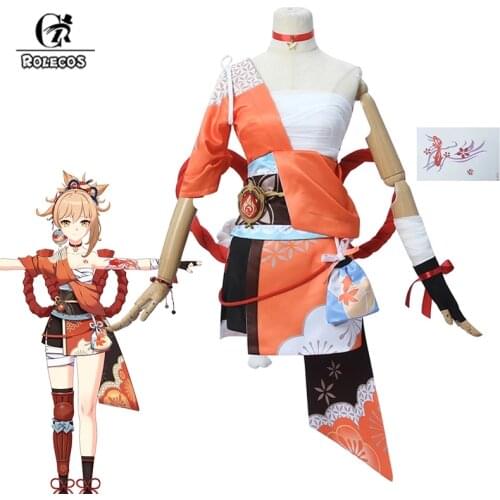 ROLECOS Game Genshin Impact Yoimiya Cosplay Costume Yoimiya Cosplay Role Play Halloween Costume for Women Outfits Full Set