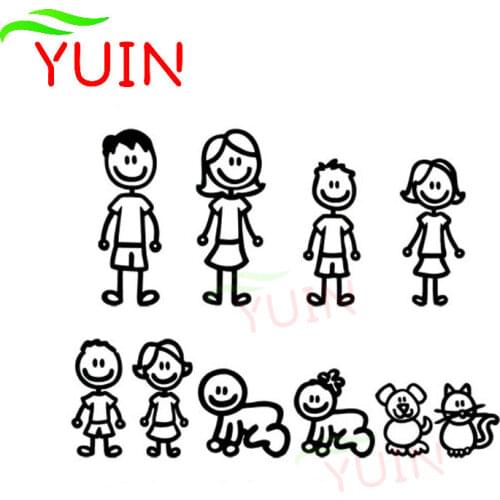 Creativity Car Stickers Fun Family Fashion Styling Body Cars Decal Cartoon Creative Personality Waterproof Sunscreen Decals