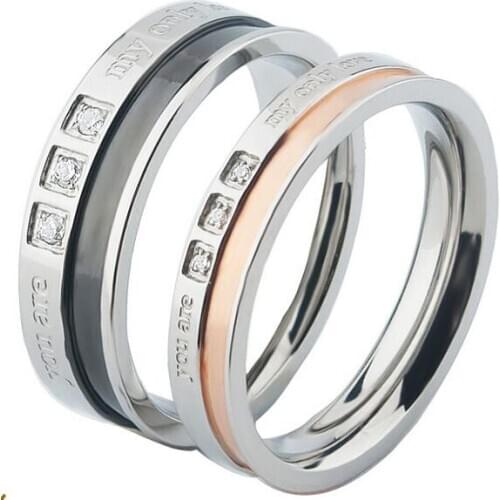 Creative black gold titanium steel couple rings