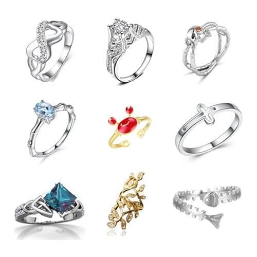 Cross Ring Blue Crystal European/American Creative Luxury Chic Womens Fashion Crab Hand Jewelry Engagement Birthday Gifts