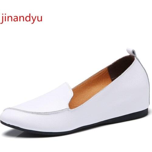 Black Wedges Shoes for Women Genuine Leather Casual Shoes Womens Wedges Hidden Heel Red White Sneakers Women Slip on Comfy New