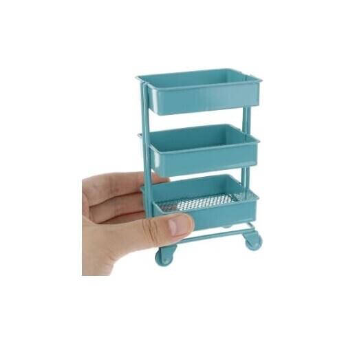 Dollhouse Miniature Furniture Shelf Bookshelf with Wheels Storage Display Rack Dollhouse Furniture Accessories Metal 1:12