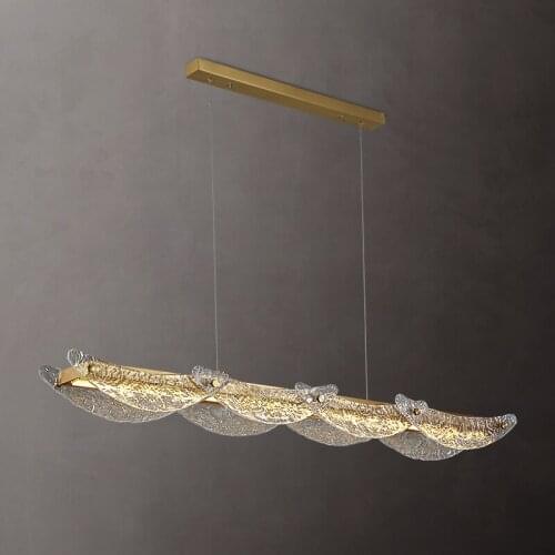 Dining room chandelier light luxury post-modern Nordic dining table creative copper water pattern glass lamps