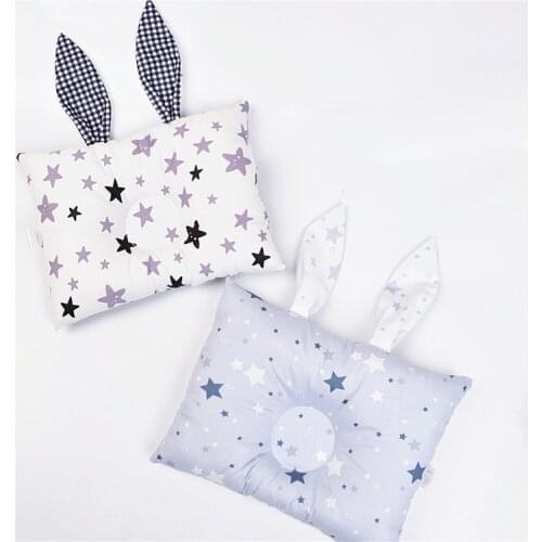 Fashion Baby Pillows Newborn Anti Deviation Head Breathable Pure Cotton Solid Color Rabbit Shape Pillow Bedding Four Seasons
