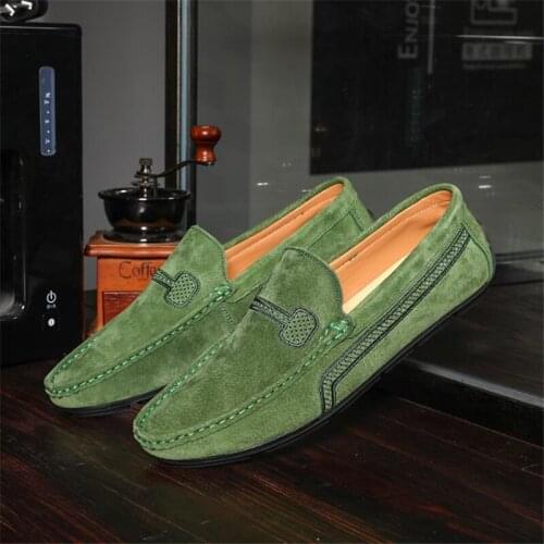 Fashion Men Shoes Genuine Leather Men Loafers Male Casual Shoes Soft Moccasins Slip On Mens Driving Shoes Non-slip Man Flats