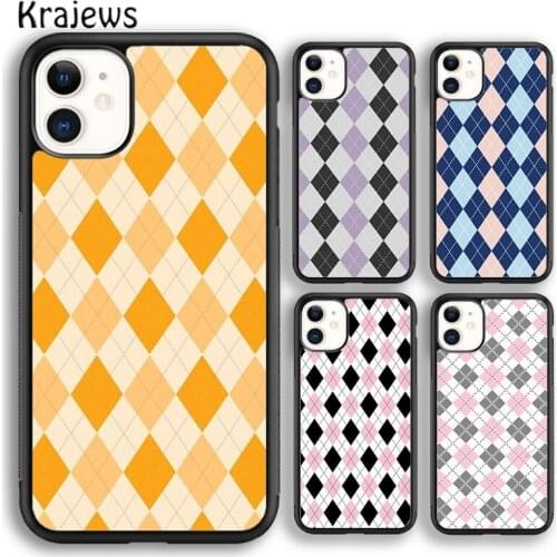 Krajews Argyle Pattern Soft Phone Case Cover For iPhone 5 SE 6s 7 8 plus X XR XS 11 12 pro max Samsung Galaxy S8 S9 S10