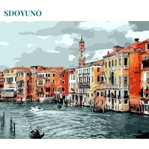 SDOYUNO Scenery Paint By Numbers Kits On Canvas Landscape DIY Frame 60x75cm Oil Painting By Numbers Hand Painting Decor