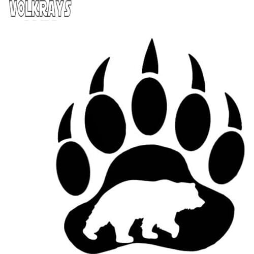 Volkrays Personality Car Sticker Bear In Bear Paw Accessories Reflective Waterproof Sunscreen Vinyl Decal Black/Silver,14cm*12cm