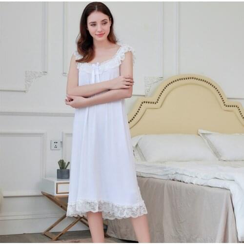 Nightdress Sleeveless Modal Cotton Breathable Skin-friendly Long Korean Princess Nightdress ночная рубашка Loose Home Service