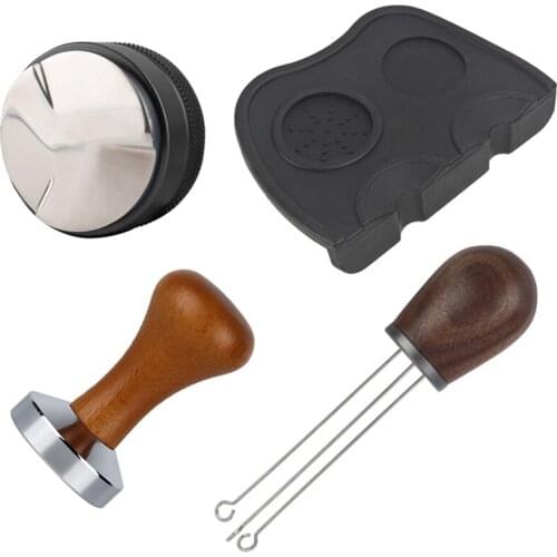 New Solid Wood Handle Needle Coffee Tamper Coffee Tamper Distributor Leveler Tool Coffee Mix