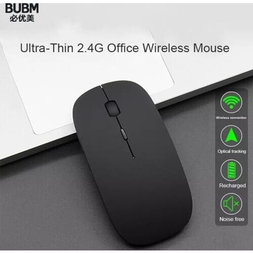 BUBM 2.4G Rechargeable Wireless Mouse, Silent Click Noiseless Optical Mouse with USB Receiver For Notebook, PC, Laptop, Computer