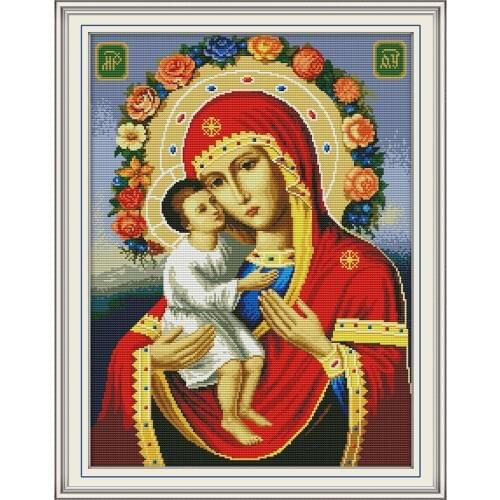 NKF Religious Figure Headband Stamped Cross Stitch 11CT14CT DIY Kits Needlework Embroidery Cross Stitch Set for Home Decor
