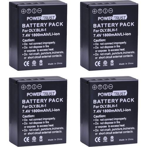 PowerTrust 4Pcs BLH-1 BLH 1 BLH1 1800mAh Replacement Li-ion Batteries for Olympus E-M1 Mark II Digital Camera