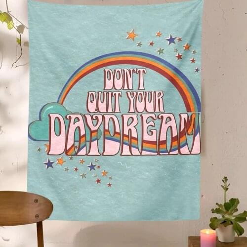 70s Retro Rainbow Art Wall Tapestry Motivational Quote Hanging Bohemian Psychedelic Tapiz Witchcraft INS Tapestry Home Decor