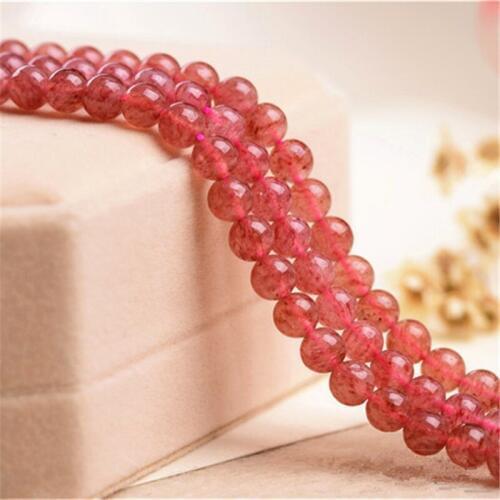 RONGQING 1Pack 3A Natural Strawberry Crystal Beads for Jewelry Making Bracelet Earrings Necklace Loose Beads Fashion Color
