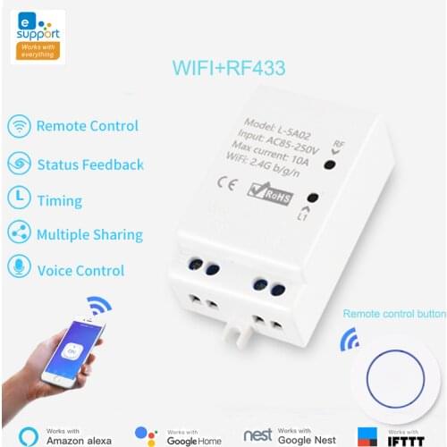 EWeLink Home Smart WiFi RF433 Wireless Smart Switch Module Timer Voice APP Remote Control Works With Google Home Amazon alexa