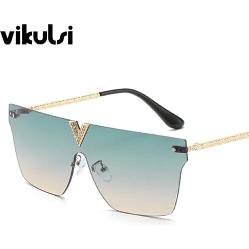 Unisex Rimless Square Sunglasses Women 2020 New Trend Ladies Luxury Brand Gradient One Piece Sunglasses Female Men Shades UV400
